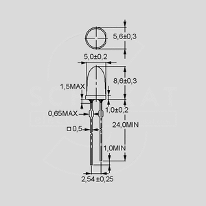 EL7343-2UYC/S10 LED Water-clear Yellow 2500mcd 30&deg; 5mm EL383-2_