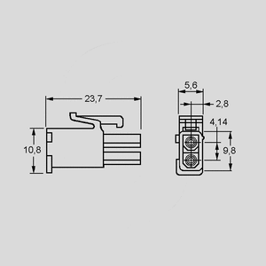 AMP172165-1 Plug Housing, 2-Pole, 1-Row AMP172165-2