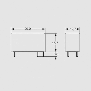 RT33L012 Relay SPDT 16A (80A) 12V AgSnO Dimensions