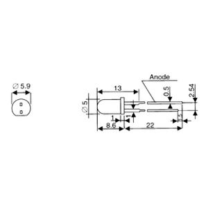 BN203286 Lysdioder 5 mm, diffus rød, standard