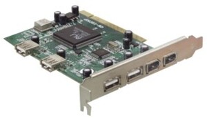 N-CMP-USBFWCA10 PCI udvidelseskort, 3 USB 2.0 + 2 Firewire