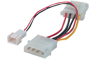 N-CABLE-247 Internt Power Adapter Kabel, 5.25" han > 5.25" hun + 3-pin stik