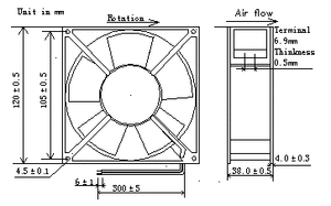 BN202043 Ventilator, 230V, 120x120x38mm